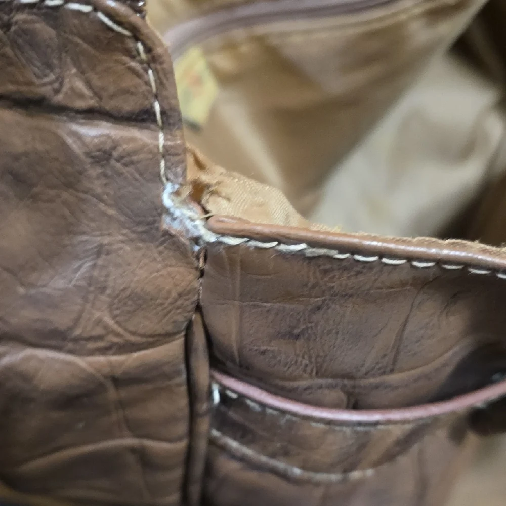 Multisac Brown Crocodile Embossed Handbag Large Size‎ Multipockets